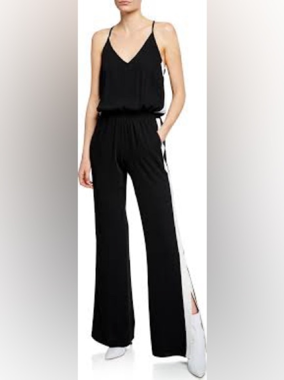 New Amanda Uprichard Lux Poly Georgette Racerback Wide Leg Jumpsuit $245 Size S